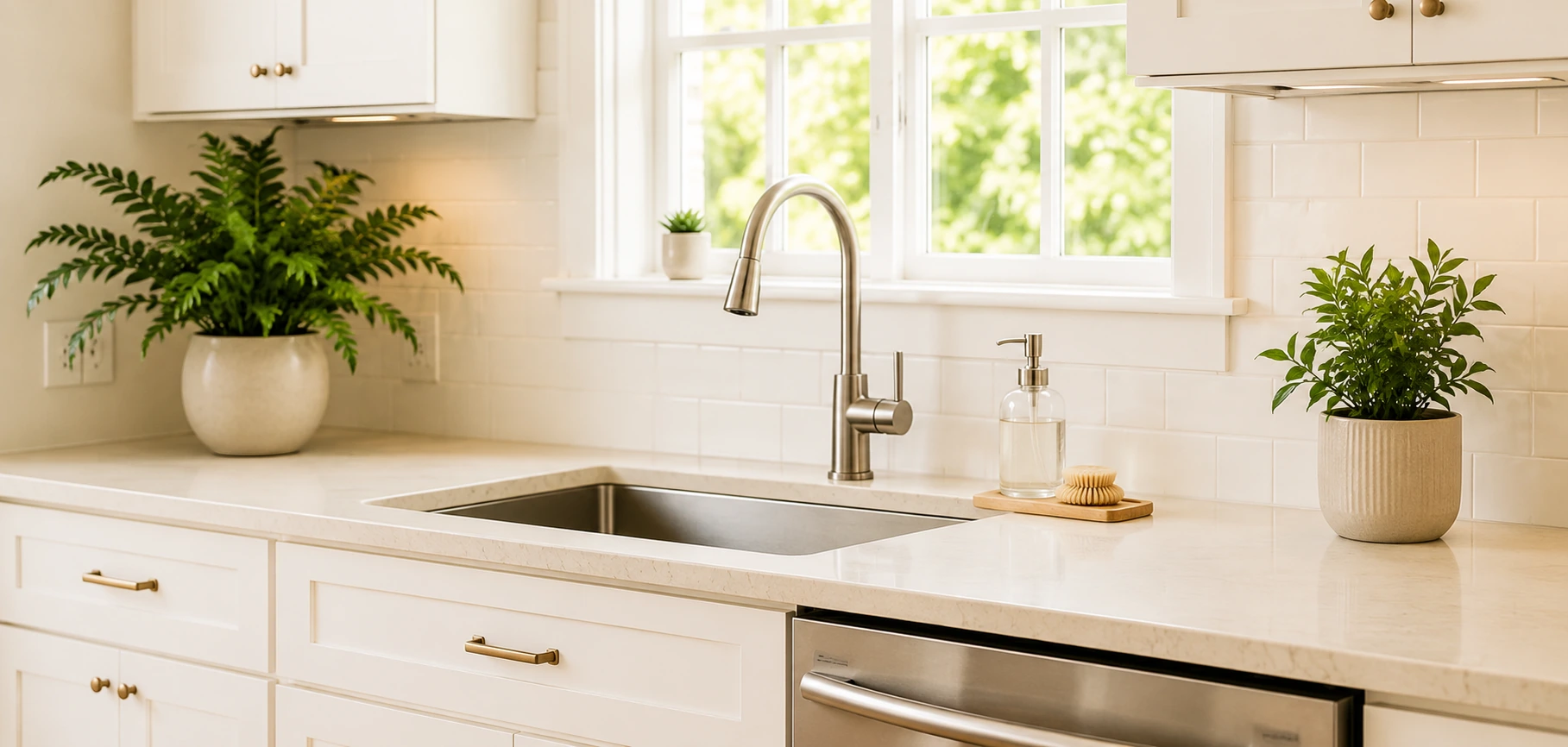Bright kitchen prepared during a deep cleaning service